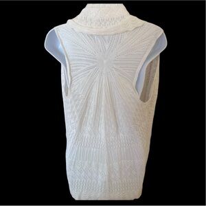 White Textured Cotton Knit Shrug w/ Shawl Collar & Beautiful Back Design Size S
